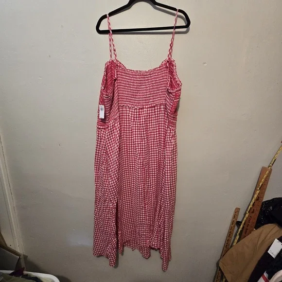 Old Navy NWT Red Gingham Sun Dress 4X Red White Smocked Cottagecore Boho Summer - Picture 11 of 13